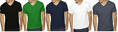 $12.99 • Buy Mens V Neck T Shirts Plain Basic Tee Short Sleeve Supim Cotton/Model Casual Slim