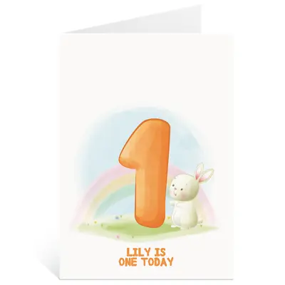 Personalised 1st Birthday 2 Greetings Card 1 Year Old Sweet Bunny Girls Niece • £2.49