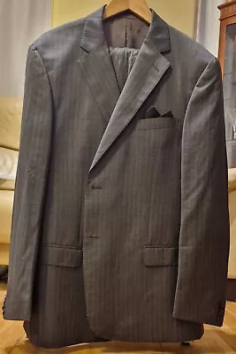 Z Zegna Suit Mens Grey Stripe Jacket 56 R Trouser W 38 L 29.5 Inch Inside Leg • £99.99