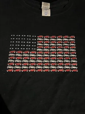 MINI COOPER T Shirt 2XL American Flag Of Mini Coopers USA Black Short Sleeve • $10.25