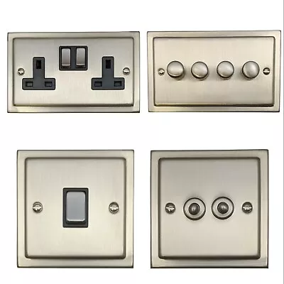 Trimline Matt Chrome Satin Nickel TSN3 Light Switches Plug Sockets Dimmers TV • £88.95