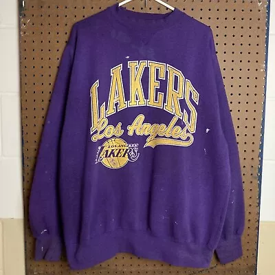 Vintage Los Angeles Lakers Sweatshirt Size XL NBA Basketball LA Purple 90s • $29.80