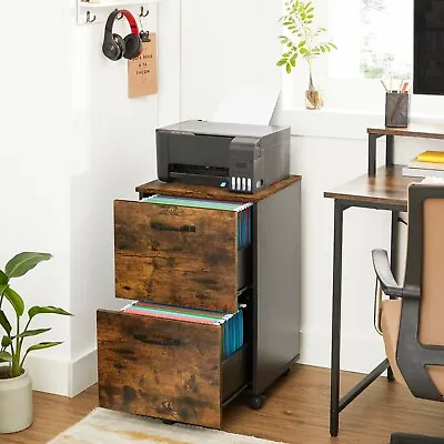 VASAGLE File Cabinet 2 Drawers Rolling Office Filing Cabinet + Wheels OFC040B01 • £59.99