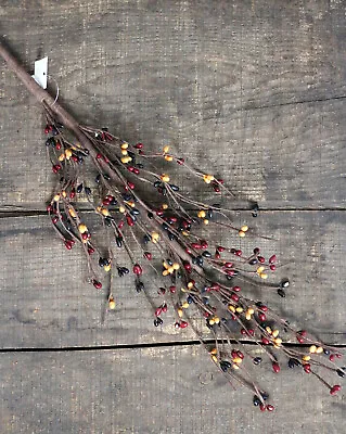 Pip Berry Spray Burgundy Black Mustard Country Primitive Floral Decor 26 Inch • £8.66