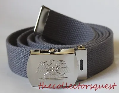 New Eagle Adjustable Steel Grey Canvas Military Web Uniform Belt Chrome Buckle • $8.99