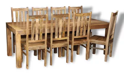 Solid Mango Wood Dakota 220cm Dining Table And 8 Dakota Chairs New Furniture • £1174.95