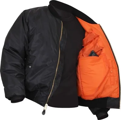 Rothco Black Concealed Carry Air Force MA-1 Reversible Bomber Coat Flight Jacket • $63.99