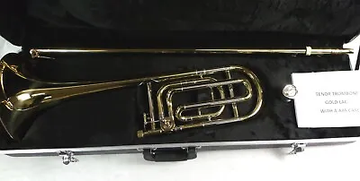 Bb/F Tenor Trombone W/ Case And Mouthpiece- Gold Lacquer Excellent Condition • $379