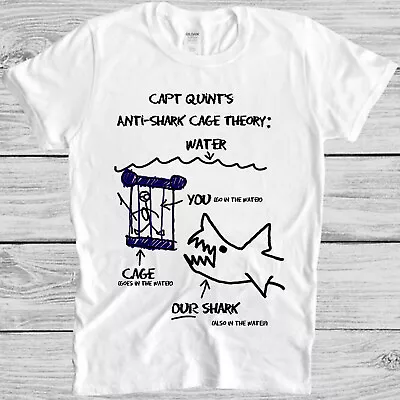 £6.85 • Buy Jaws Paws Capt Quints Anti Shark Cage Theory Water Meme Gift Tee T Shirt M1096