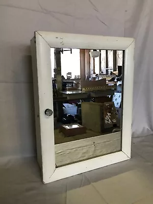 Antique Shabby Wood Mirror Medicine Wall Cabinet Glass Knob VTG Old Chic 611-23B • $120