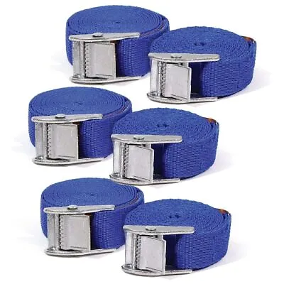 6 Pcs 2.5m Lashing Straps Car Roof Rack Cargo Luggage Tie Down Cam Buckle Travel • £6.99