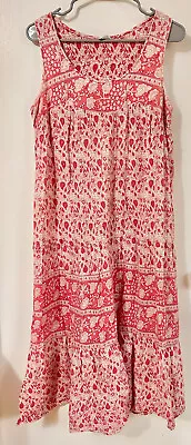 VTG 1970s Hippie Boho Festival Gauzy Dress India Cotton GEETA Light Red Large • $148