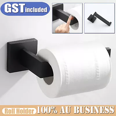 Matt Black Toilet Paper Roll Holder Hand Rack Hook Stainless Steel WALL MOUNTED • $21.69