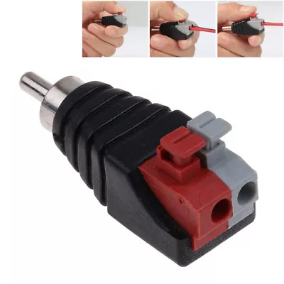 ]Speaker Wire A/V Cable To Audio Male RCA Connector Adapter Jack Press Plug  Hot • $1.48