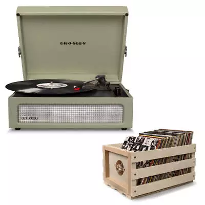 Crosley Voyager Sage - Bluetooth Portable Turntable & Record Storage Crate • $256.38