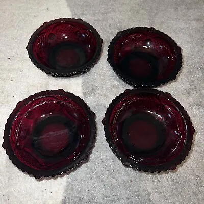 Vtg Avon Cape Cod Dessert Bowl 5” Ruby Red Glass AVON 1876 Cape Cod X4 • $19.99