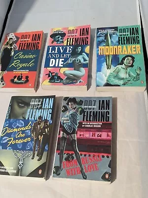 James Bond Books 1-5 2006 Penguin Casino Royale Moonraker Ian Fleming PB • £12.99