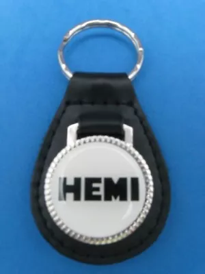 Vintage HEMI White Genuine Grain Leather Keyring Key Fob Keychain - Collectible • $24.99