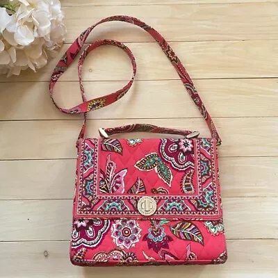 Vera Bradley Call Me Coral Julia Purse Structured Pink Floral Handbag Shoulder • $39.99