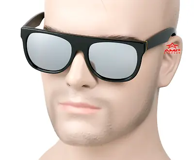Square Flat Top Cholo Sunglasses OG LOC Style Gangster Silver Mirror Black 279M • $8.99