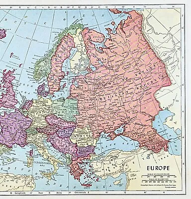 1953 Europe Map Italy Germany Prussia England Russia Crimea Spain Paris London • $58.88