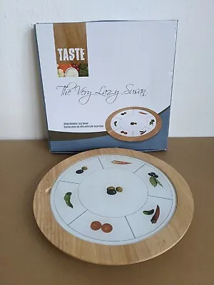 £9.99 • Buy Wooden Lazy Susan With Removable Glass Top Board - Read Description!