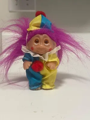 Vintage Hot Pink Hair Clown Jester Troll Mini Doll W/hat & Outfit • $8