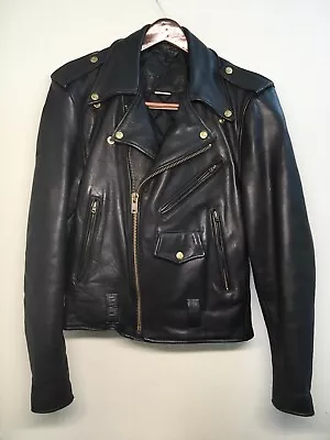 80's Vintage Branded Garments Motorcycle Leather Jacket 38 Lesco Excelled Schott • $189.99