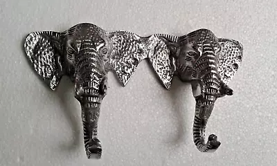 Metal Elephant Trunk Double Wall Hooks Decorative Rail Hook 8x4 Inches • $29.99