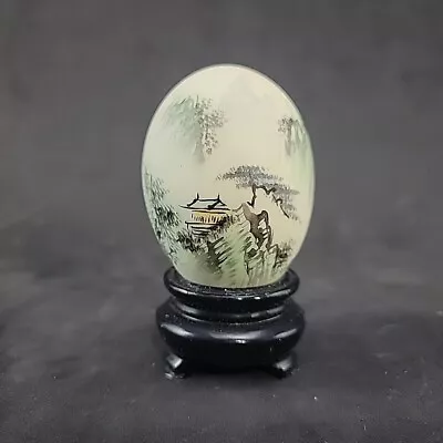 Vintage Chinese Hand Painted Egg Shell With Black Stand • $5