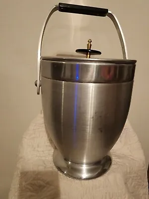 Vintage Mid Century Modern Atomic Kromex Spun Aluminum Tall Ice Bucket • $17.50