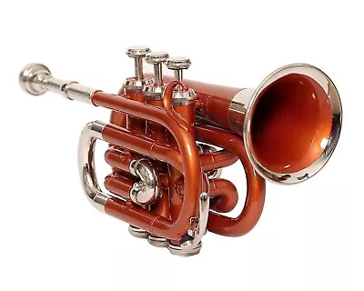 Pocket Trumpet BROWN SLIVER Made B Flat W/Case + MOUTHPIECE • $109.40