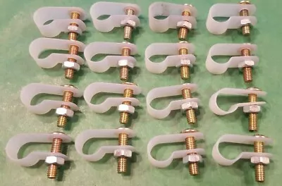 £3.99 • Buy Plastic P Clips X16 ,Neutral, Fix Conduit/Cables/Hoses, 8mm ID.inc.M4 Nut & Bolt