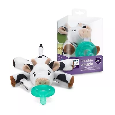 Soothie Snuggle Pacifier Holder With Detachable Pacifier 0m+ Cow • $22.66