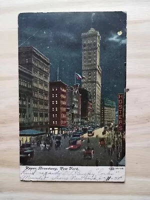 Vintage Postcard Upper Broadway New York City By Night • $3.99