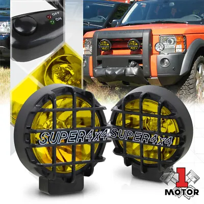 Yellow Lens 6  Round Fog Light W/Black 4x4 Offroad Protective Stone Guard+Switch • $44.86