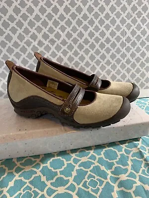 Merrell Plaza Bandeau Dark Taupe Suede Leather Mary Jane Shoes Women's Size 8 • $24.50