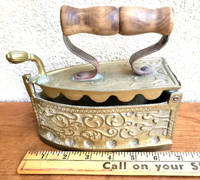 Collectible Brass Iron -Vintage Charcoal Iron With Floral Embossed Design - Ret • $69.99