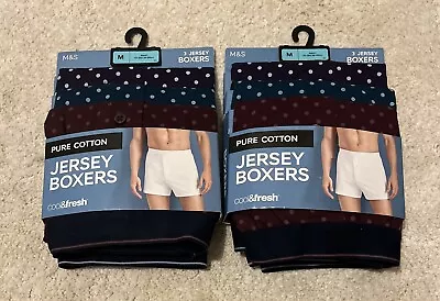 M&S 2x 3 Pack Pure Cotton Jersey Boxers Cool & Fresh Size M Medium • £29.99