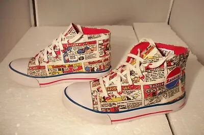 Vintage Bazooka Joe Comic Design High Top Canvas Sneakers Boys Size 2 Cool!! • $17.95