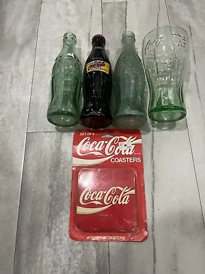 Lot 2000 World Coca Cola  10th Anniversary Bottle 2bottles 1 Glass 6 Coasters • $5.99