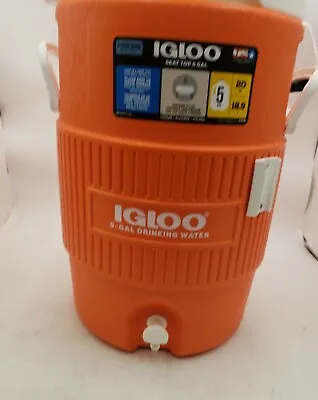 Igloo 5 Gallon Seat Top Water Cooler Jug With Cup Dispenser Orange  • $45