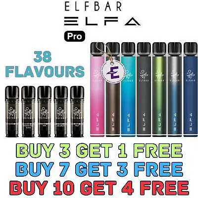 Elf Bar ELFA PRO Pod Kit Rechargeable Vape Pen | 20mg E Liquid 2ml Filled Juice • £5.94