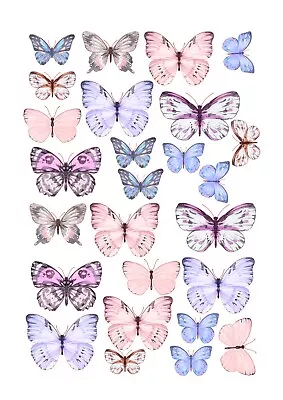 Butterflies Mix Colours  Edible Cupcake Toppers Birthday Party Decoration • £2.99