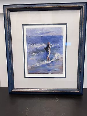 Framed And Signed Meg Mercier “Chasing The Blues” Bluefish Marthas Vineyard Art • $179