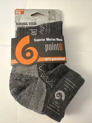 Point6 Merino Wool Hiking Tech Mini Crew Ankle Socks Large • $12.53