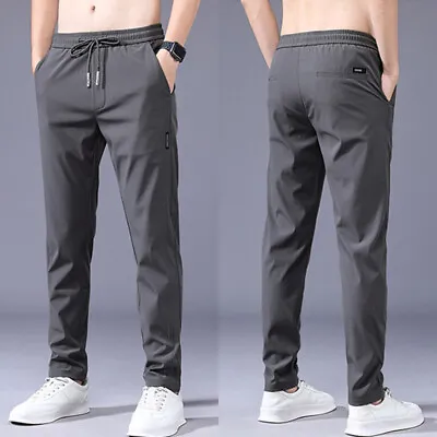 Men's Casual Fast Dry Stretch Pants Lightweight Elastic Waist Classic Trousers - • $8.78