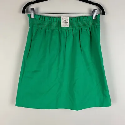 J. Crew Linen-cotton Blend City Skirt Womens 4 Green Pull On • $24.95