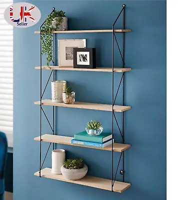£21 • Buy 5 Tier Metal Wire Wall Floating Shelves Decoration Storage Shelf Living Room 