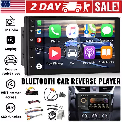 7 Car Apple Carplay Radio Android Auto Double Touch Screen Stereo Bluetooth 2Din • $61.09